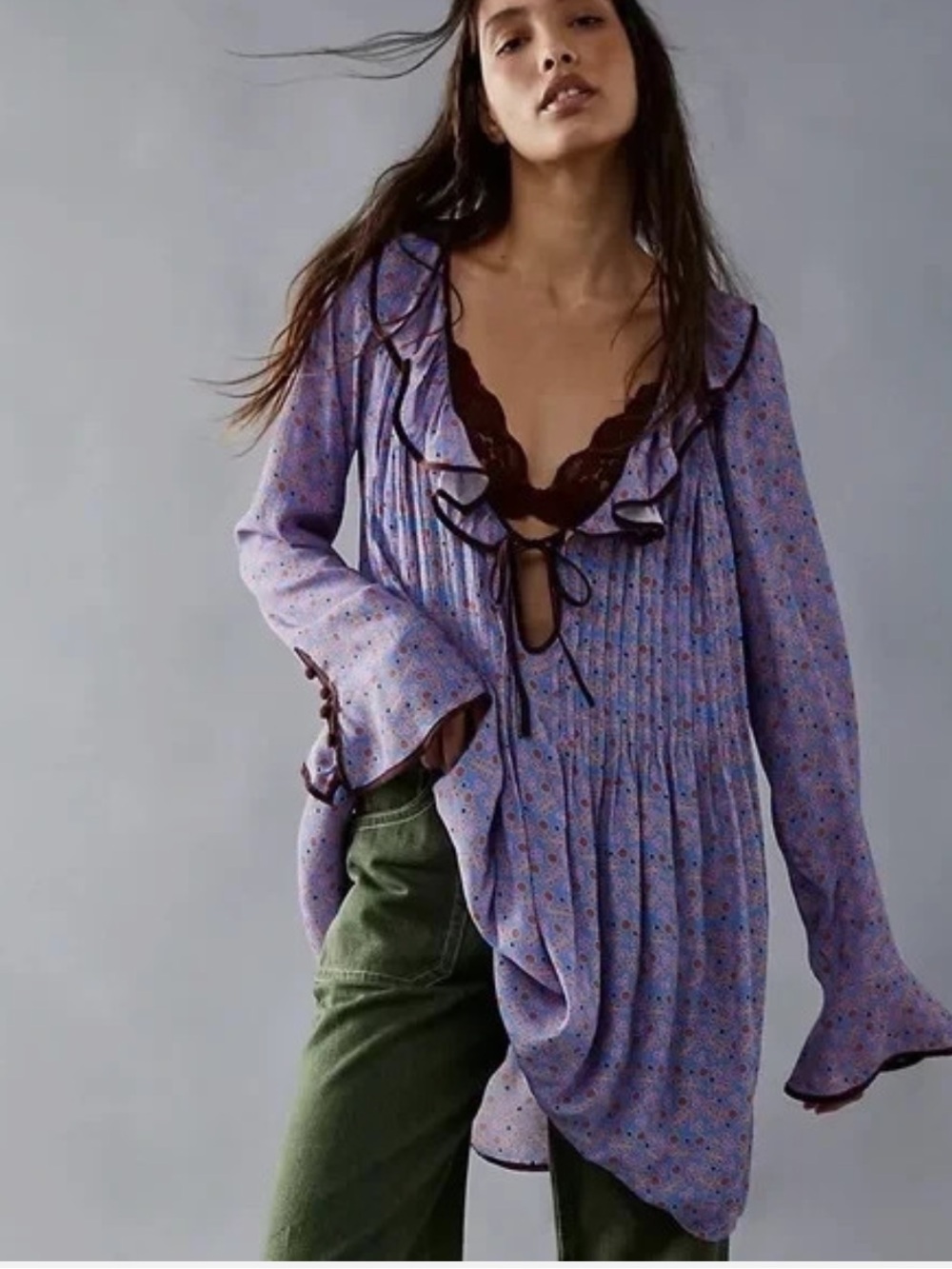 Free People Blossom Baby Mini Dress Periwinkle - Picture 2 of 8